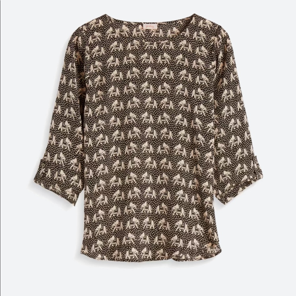 Pixley elephant 3/4 sleeve blouse, M